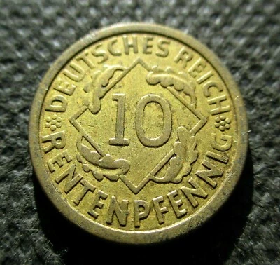 OLD COIN OF GERMANY (WEIMAR REPUBLIC) 10 REICHSPFENNIG 1924 A BERLIN WEAT EARS - Image 1 of 2