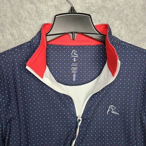 Rhoback Q-Zip Pullover Men S Blue The Stateside Patriotic Polka Dot Qtr Zip Golf - Picture 1 of 8