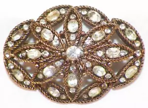 Hollycraft Strass Brosche Anstecknadel silber Strass goldfarben Metall signiert Vintage - Bild 1 von 4