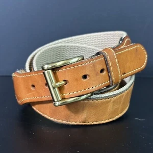 Big Game Fisch bestickter Leder & Canvas Gürtel Herren Größe 36 - Bild 1 von 5