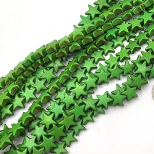 12mm Turquoise Star Bead Howlite Turquoise Spacer Yellow Black White Pink 15" - Picture 1 of 44