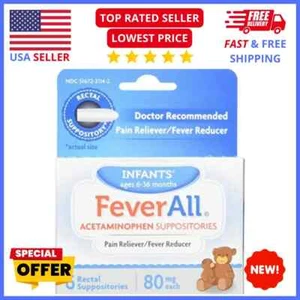Infant Fever Relief -Safe Gentle  Fast Acting FeverAll 80mg Rectal Suppositories - Picture 1 of 2