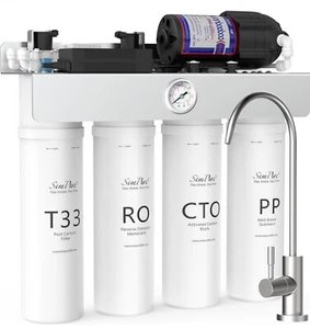 SimPure T1-400 8 Stage UV Tankless Reverse Osmosis RO Water Filtration System - Picture 1 of 10