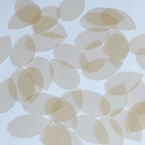 Lentera de lágrimas de gema facet 1,25" crema de marfil transparente satén mate reversible - Imagen 1 de 2