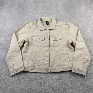 Gap Jacket Womens Large Ivory Cream Corduroy Icon Trucker Puff Sleeve - Picture 1 of 13