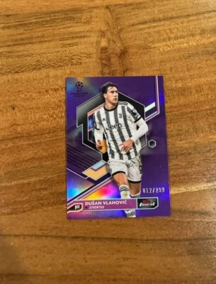 Dusan Vlahovic 2022-23 Topps Finest UEFA Chrome Purple Refractor /299 NRMT+ - Image 1 of 2