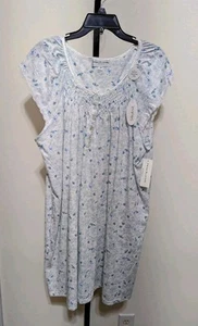 Miss Elaine Women's Plus Blue Floral Cap Sleeve Nightgown Silly Knit Size 3X - Picture 1 of 14