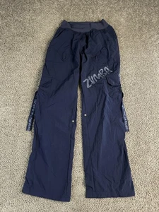 Zumba Pants Womens Medium Navy Blue Cargo Dance Fitness Activewear Nylon Logo - Picture 1 of 14
