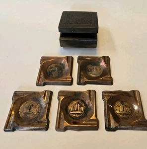 Juego de cenicero de cobre Chicago World Fair 1933 Chrysler Building De Soto - Imagen 1 de 11