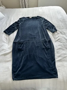 Wall London Midnight Blue Silk Blend Velvet Drop Waist Midi Dress Size XL 20s 30 - Picture 1 of 16