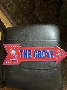 Vintage Ole Miss Football Col Reb THE GROVE Arrow Metal Sign - Picture 1 of 3