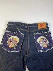 Red Monkey Company Jeans Mens 34x34 Blue Denim Embroidered Pockets Martin Ksohoh - Picture 1 of 7
