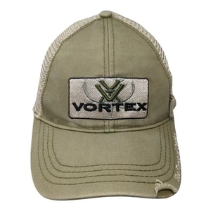 Vortex Snapback Trucker Cap Brown One Size Adjustable Mesh Back Distressed - Picture 1 of 9
