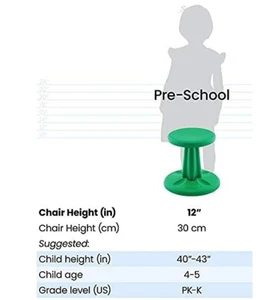 Wobble Stool by Kore Design LLC Green 12” Preschool ADD/ADHD Classroom Chair - Picture 1 of 2