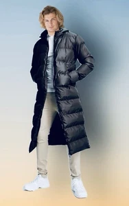 Brave Soul Tall Cello Maxi Longline Puffer Unisex Jacket Black - Picture 1 of 23