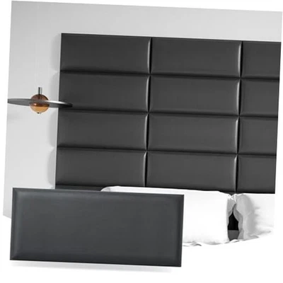  Cabecero Peel and Stick King, paquete de 12 tapizados King (estándar de EE. UU.) negro Foto 1 de 4