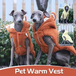 Winter Pet Warm Vest Greyhound Whippet Berber Fleece Hooded Dog Coat Dog Clothes - Picture 1 of 17