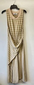 Free People Beach Damen Kleid Streifen Midi Salt Marsh Kombi Braun Large Wickeloptik - Bild 1 von 8
