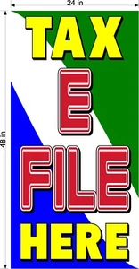 PERFORATED WINDOW VINYL DECAL E FILE TAX TAXES HERE  2' X 4' VERTICAL - Picture 1 of 2