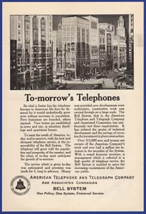 Vintage 1924 AMERICAN TELEPHONE & TELEGRAPH BELL SYSTEM Phone Ephemera Print Ad - Picture 1 of 1