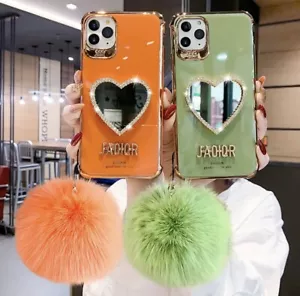 Cute Fluffy Fur Mirror, Shocked proof iphone 14,13,12 Max Pro case (JaDIOR) - Picture 1 of 6