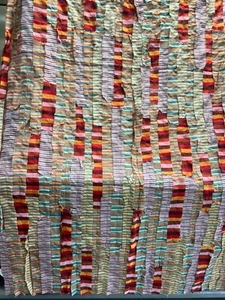 4 Panels Pier 1 Imports Colorful Boho Torn Sari Lined Tab Curtains 84" X 44" - Picture 1 of 6