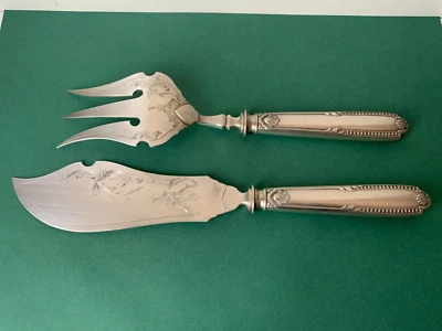 grands couverts à poisson, dessert, pelle et fourchette manche argent fourré - Photo 1/4