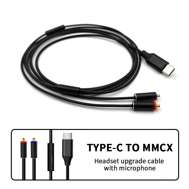Cable tipo C a MMCX con micrófono para auriculares SHURE JVC AKG SONY Fiio Westone UE900 Foto 1 de 4