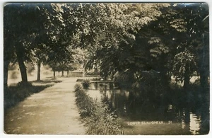 Lower Slaughter & River Eye Old Real Photo Postcard Gloucestershire - Picture 1 of 2