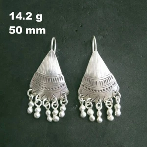 FEINSILBER OHRRINGE 925 STERLING HANDWERK Hänger 14g Stammes Charms Vintage 23812 - Bild 1 von 7