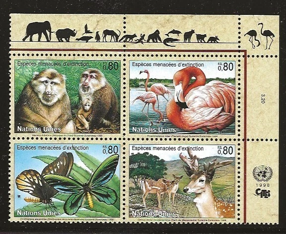 UN Scott #Geneva 318-21, Inscription Block 1998 Complete FVF MNH UR - Image 1 of 1