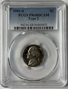 1981 S Jefferson Type 2 Nickel PCGS PR68DCAM  - Picture 1 of 2