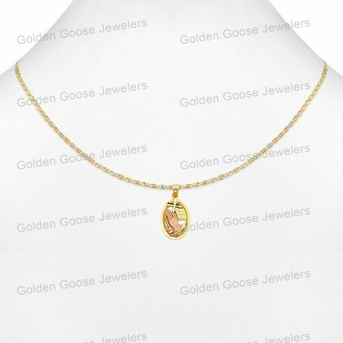 Ciondolo religioso croce biblica in vero oro rosa o giallo 14 carati catena Valentino