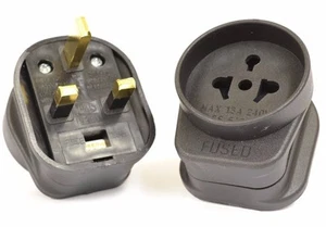ALL CONTINENTS AUSTRALIA EURO SCHUKO USA TO UK PLUG ADAPTOR CONVERTER 13A BLACK - Picture 1 of 9