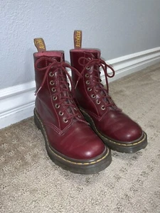 Dr. Martens Pascal 1460 Cherry Red Leather Boots - Women’s Size 7 - Picture 1 of 9