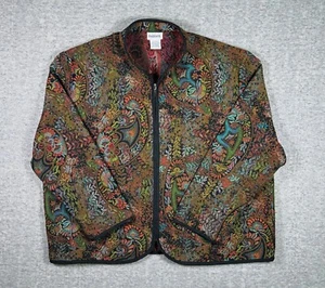 VTG Bonworth Woven Tapestry Paisley Zip Up Blazer Jacket Womens XL Multicolor - Picture 1 of 5