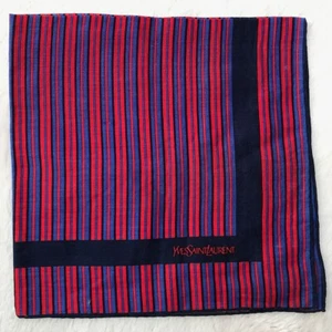 VTG Handkerchief Cotton Pattern Vertical Striped Red Blue Black Pocket Square 18 - Picture 1 of 3