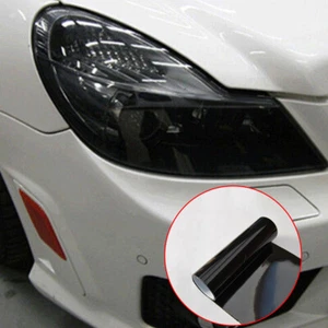 Dark Smoke Black Car Headlight Tint Wrap Tail Fog Light Vinyl Wrap Kit 1Mx30CM - Picture 1 of 12