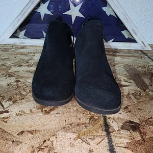 Toms Damen Wildleder seitlicher Reißverschluss Stiefelette (schwarz auf schwarz) - Größe 8 - Bild 1 von 8