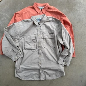 ExOfficio Buzz Off Shirt Mens XXL 2XL Tan/Orange Vented Roll Tab Sleeve Lot Of 2 - Picture 1 of 12
