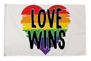 LOVE WINS LGBT RAINBOW 5x3 feet FLAG 150cm x 90cm GAY PRIDE - Picture 1 of 1