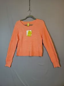 QMack Sweater Scoop Neck Pullover Womens Sz S Orange Knit Ribbed NEW - Picture 1 of 13