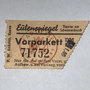 alte Eintrittskarte Eulenspiegel Theater am Schwanenbusch Essen Vorparkett 1965 - Bild 1 von 1