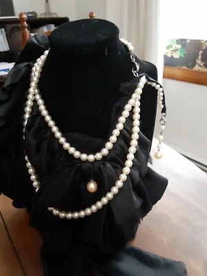 Antique Pearl (Faux?) Black Necklace Collar 1920's - Image 1 of 4
