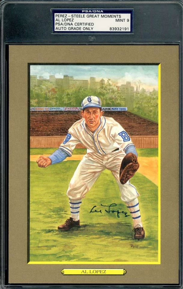Al Lopez Mint 9 PSA DNA Coa Signed Perez Steele Great Moments Postcard Autograph - Image 1 of 1