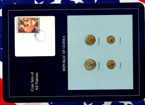Coin Sets of All Nations Guinea UNC 1,5,10 Francs 1985 25 Francs 1987 Cover