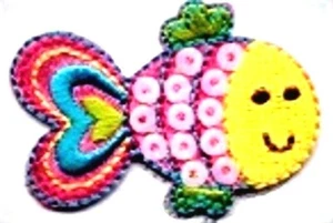 FISH IRON ON PATCH APPLIQUE 1 7/8 X 1 1/4 inch - Picture 1 of 2