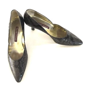 WALTER STEIGER, BLACK & GRAY SNAKESKIN PUMPS, HEELS 2.5" INCH, SIZE 9B - Picture 1 of 6