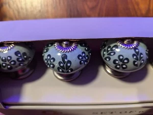 NEW Casa Decor Set Of 6 Drawer Pulls Knobs Home Decor Teal Blue Handcrafted - Picture 1 of 4