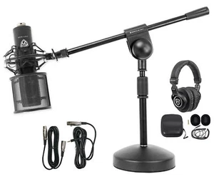 Rockville PC Gaming Streaming Twitch Bundle: RCM PRO Microphone+Headphones+Stand - Picture 1 of 12